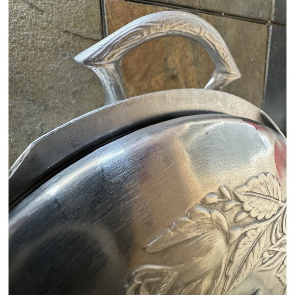 Everlast Hand Forged Aluminum Covered Serving Dish Roses Casserole Handmade - Picture 10 of 16